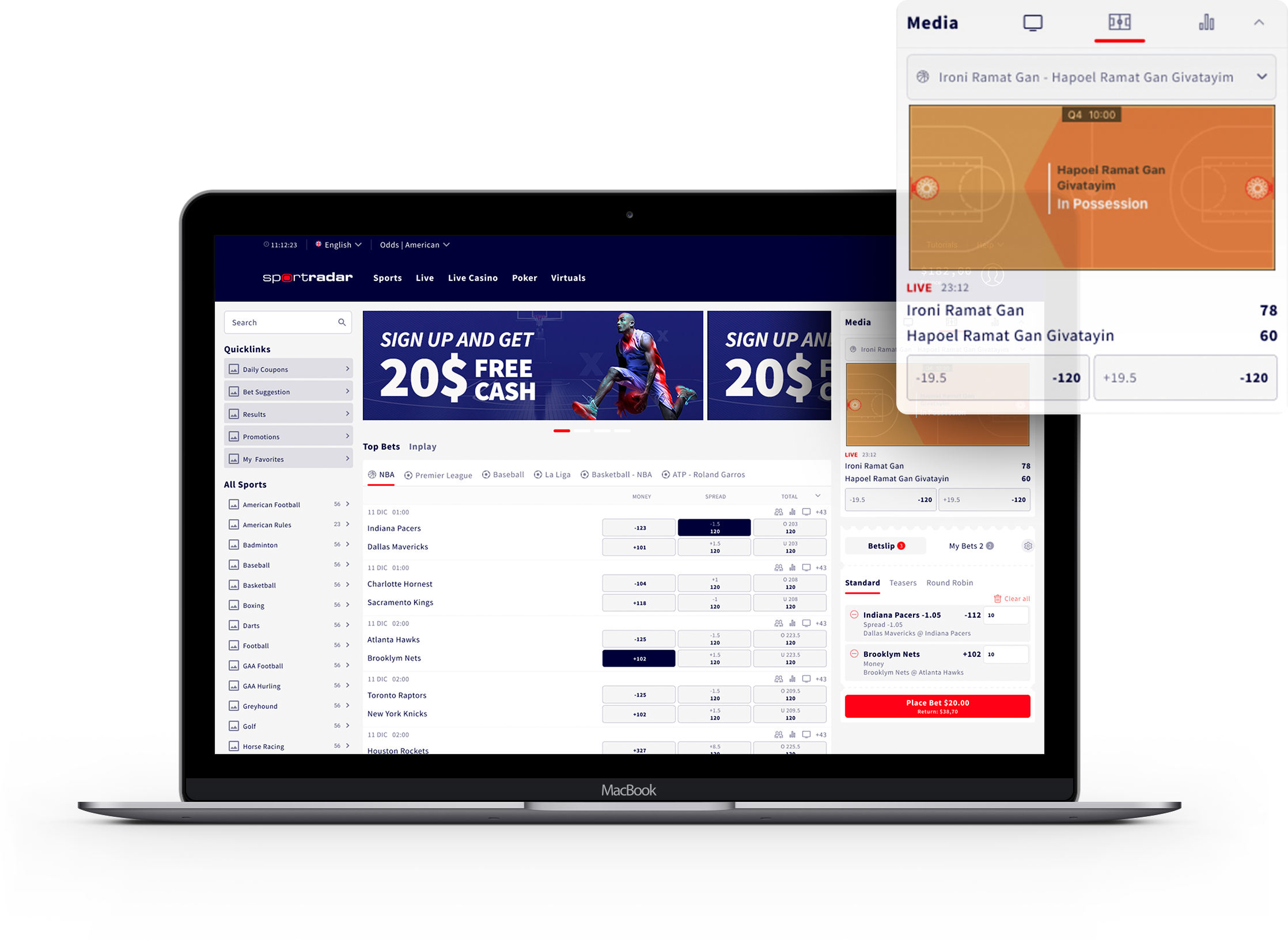Sportradar - Betting Products Live match tracker visual
